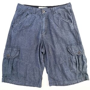 Blue Chambray Cargo Shorts